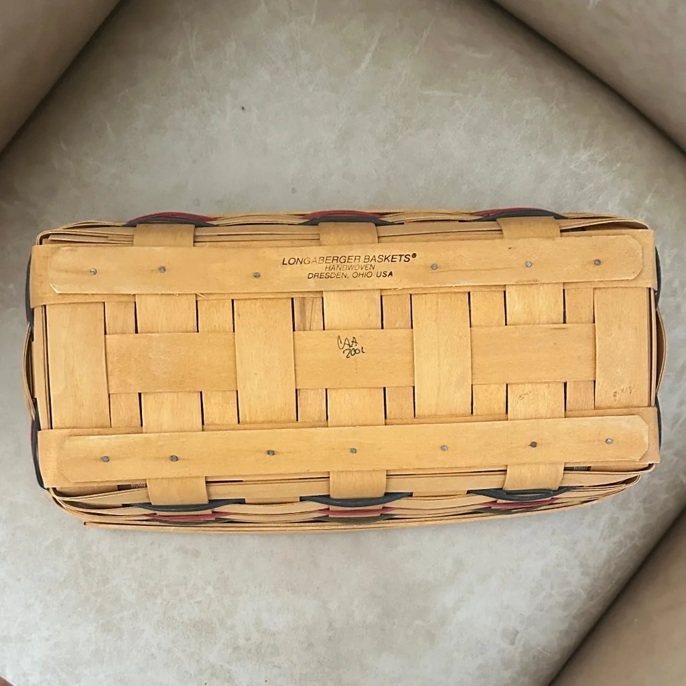 Longaberger 2001 Pumpkin Patch Basket with Lid & Bread Basket Orchard Park Plaid - Picture 13 of 16